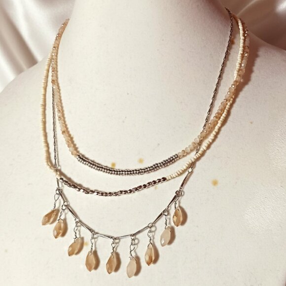 Ashley Stewart Jewelry - Ashley Stewart Necklace and Earring Set NWT Peach and Silver Fashion Jewelry